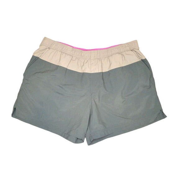 Columbia Sandy River Womens LG Green Tan Pull On Hiking Shorts Lightweight - Picture 1 of 7
